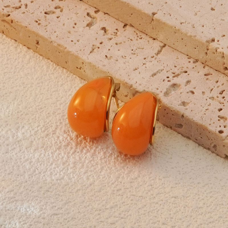 Orecchini da donna di lusso eleganti a goccia placcati in acciaio inossidabile a forma di C
