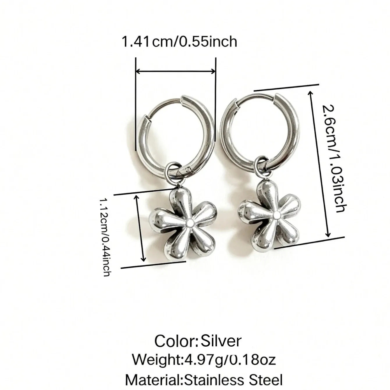 Minimalist Luxury Floral Geometric Plated Stainless Steel Earrings for Women