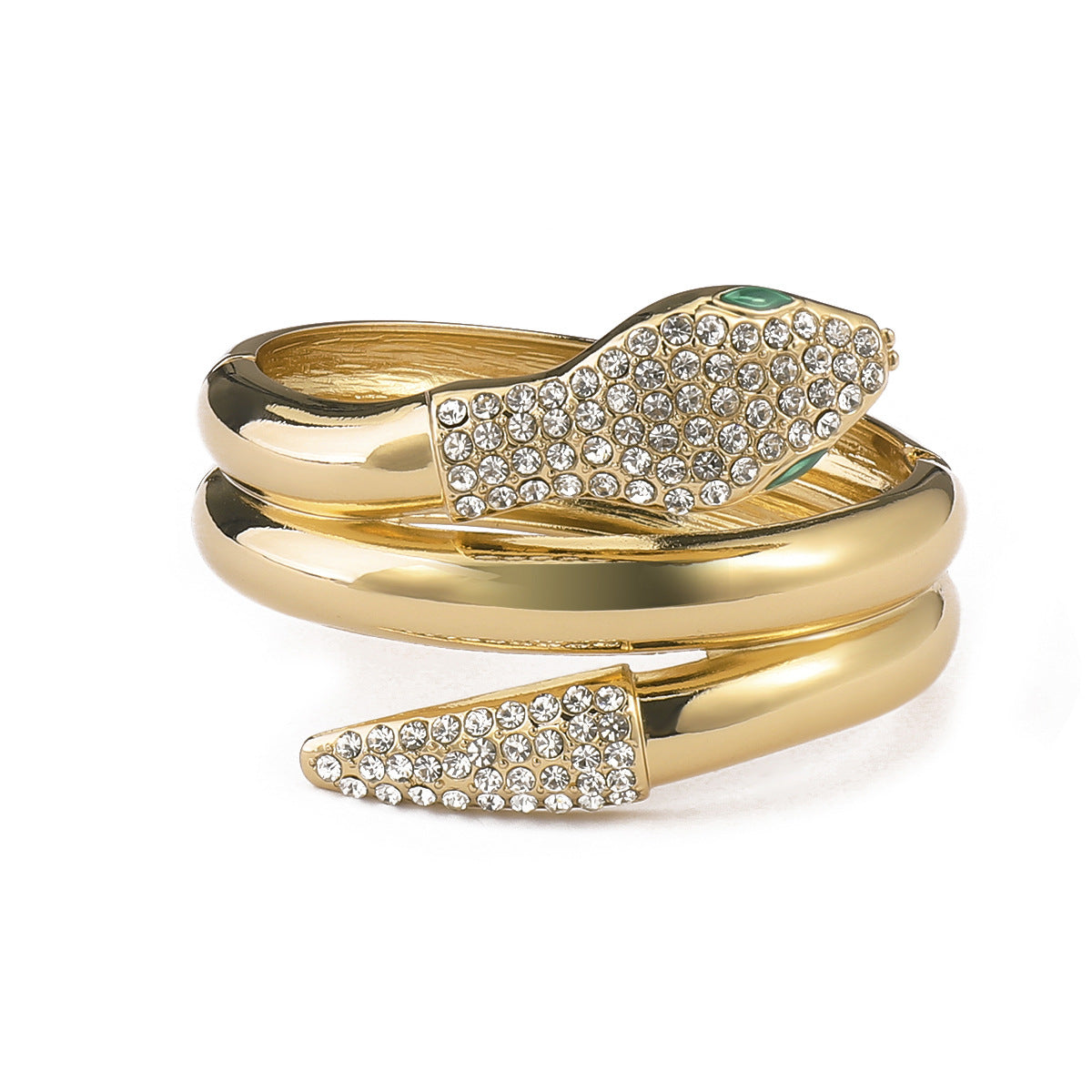 Bracciale rigido geometrico irregolare dolce e grintoso con base in lega galvanizzata, catena a serpente intarsiata di perle, design con apertura elastica