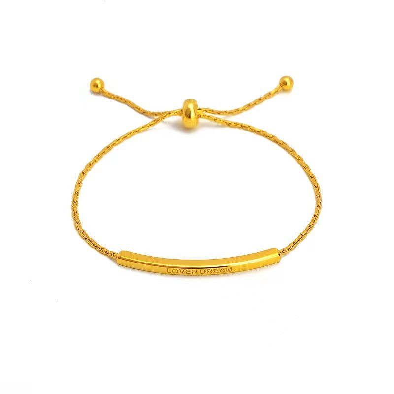 Retro Minimalist Geometric Letter Bracelet for Women in Titanium Steel with Gold Plating