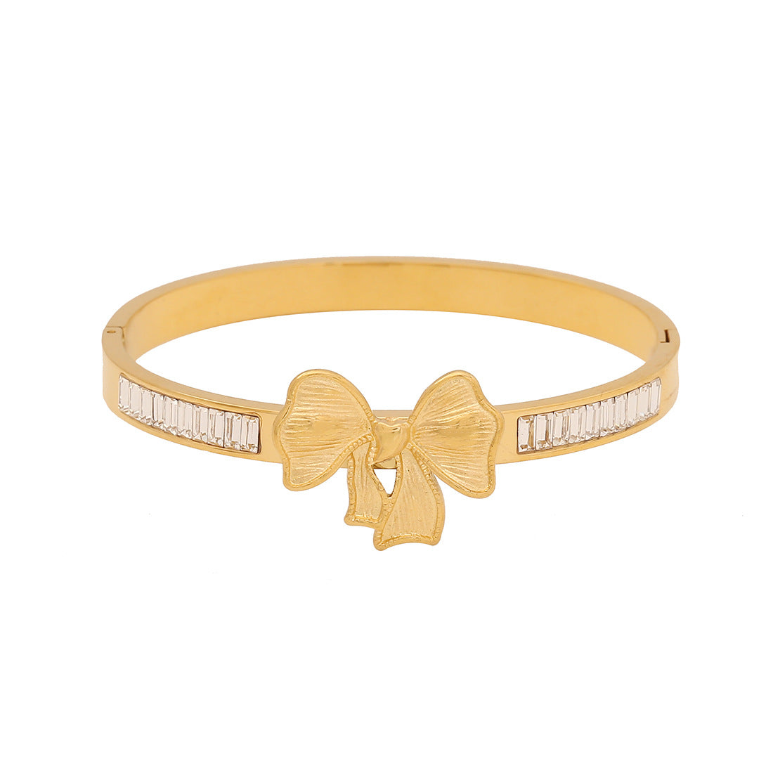 Bracciale Minimalista con Farfalla e Fiori in Acciaio Inox con Finitura Placcata