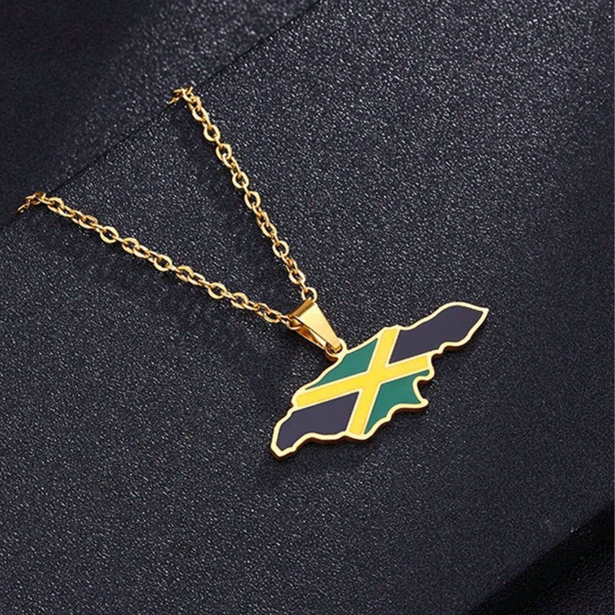 Minimalist Geometric African Jamaica Map Pendant Necklace in Stainless Steel with Polished Finish for Unisex Wear