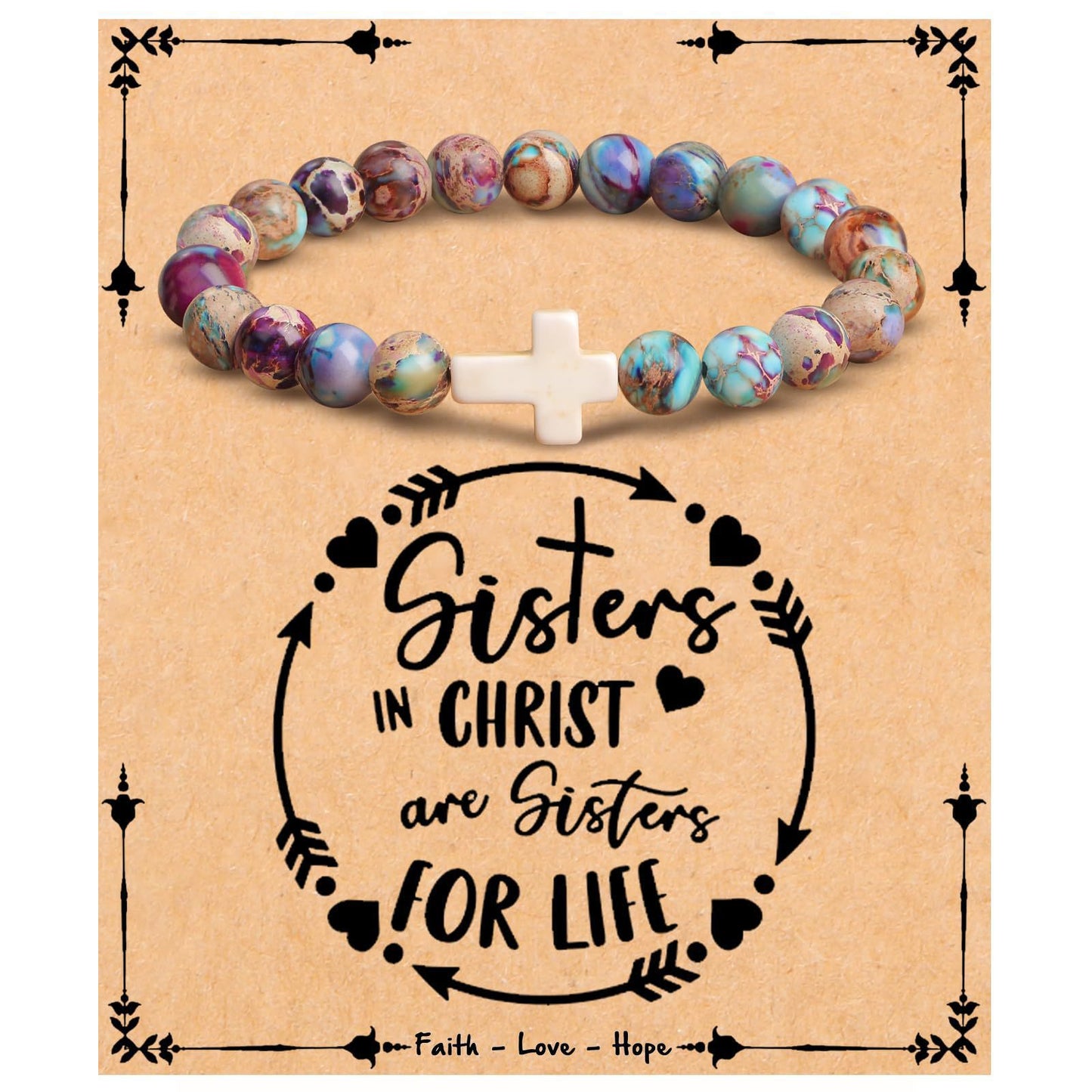 Sweet Zebra Print Heart Geometric Turquoise Beaded Bracelet