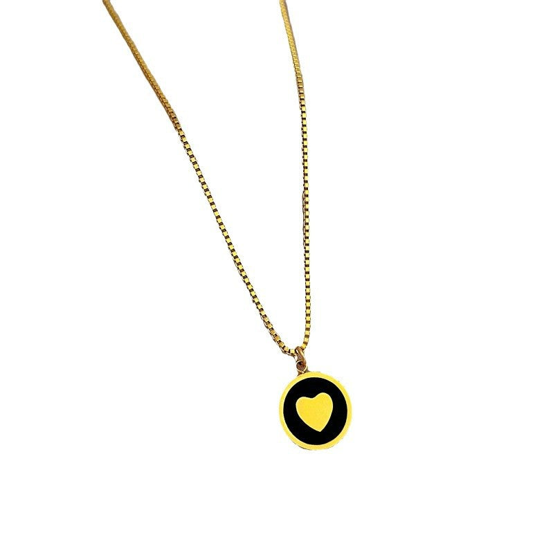 Collana minimalista a cuore color freddo in acciaio al titanio placcato oro per uomo e donna, gioielli con catena a locket