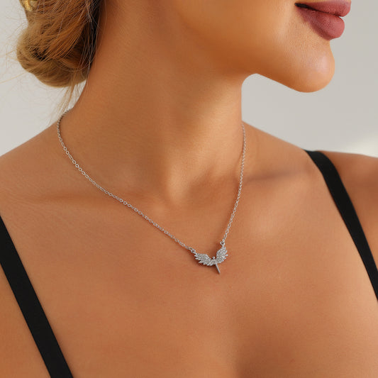 Collana con Ciondolo ad Ala d'Angelo Minimalista da Donna in Lega con Finitura Placcata