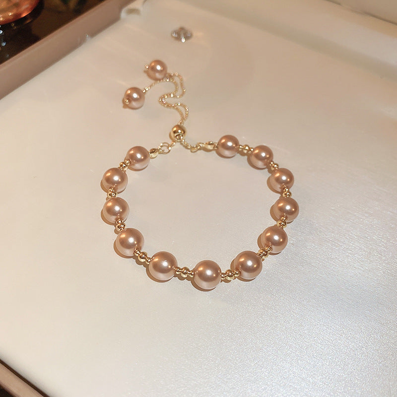 Vintage Luxury Geometric Cubic Zirconia Inlaid Pearl Bracelet for Women