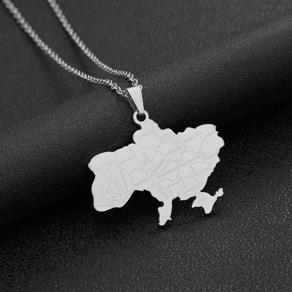 Collana con ciondolo geometrico etnico vintage da donna in acciaio inossidabile e titanio con finitura placcata, catena a O