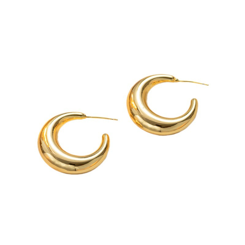 Pendientes de aro de titanio y acero geométricos minimalistas vintage para mujer con acabado chapado al vacío, hipoalergénicos y resistentes a la decoloración