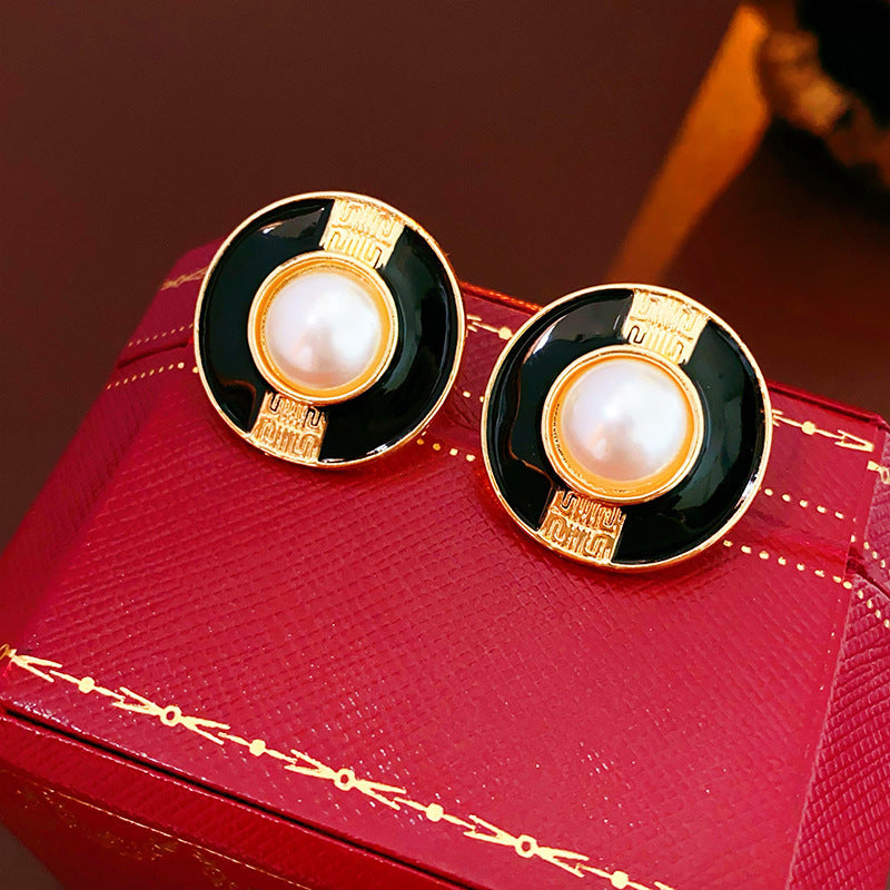 Vintage Geometric Earrings with Rhinestone Inlay in Alloy Base and Stainless Steel Posts for Women