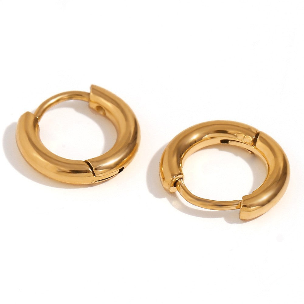 Minimalist Geometric Stainless Steel Ear Cuffs and Hoop Earrings with 18K Gold Plating for Women