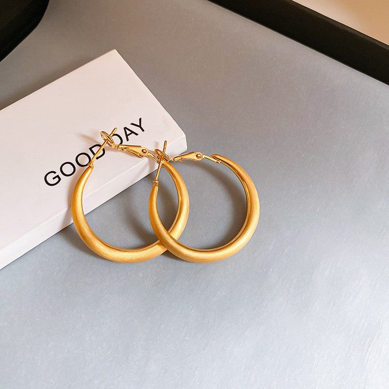 Orecchini a Cerchio Geometrici in Ferro Placcato Argento da Donna, Stile Minimalista Casual per Ufficio, Gioielli Eleganti di Ispirazione Vintage per Tutti i Giorni