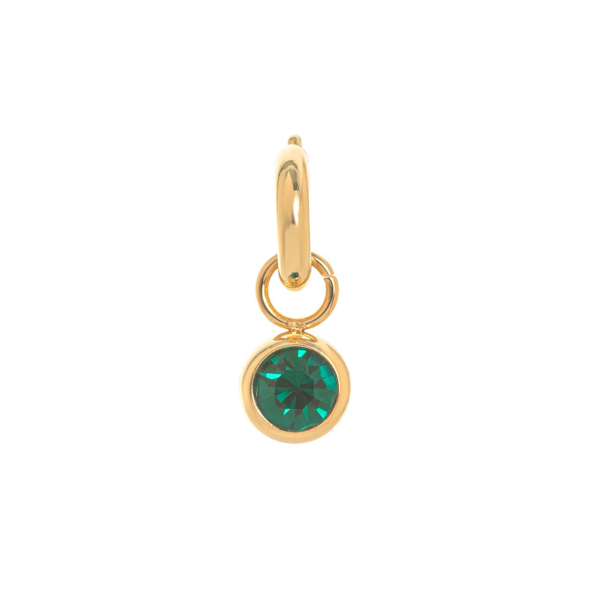 Minimalist Sweet Geometric Moon Brass Gold Plated Rhinestone Pendant Earrings for Women