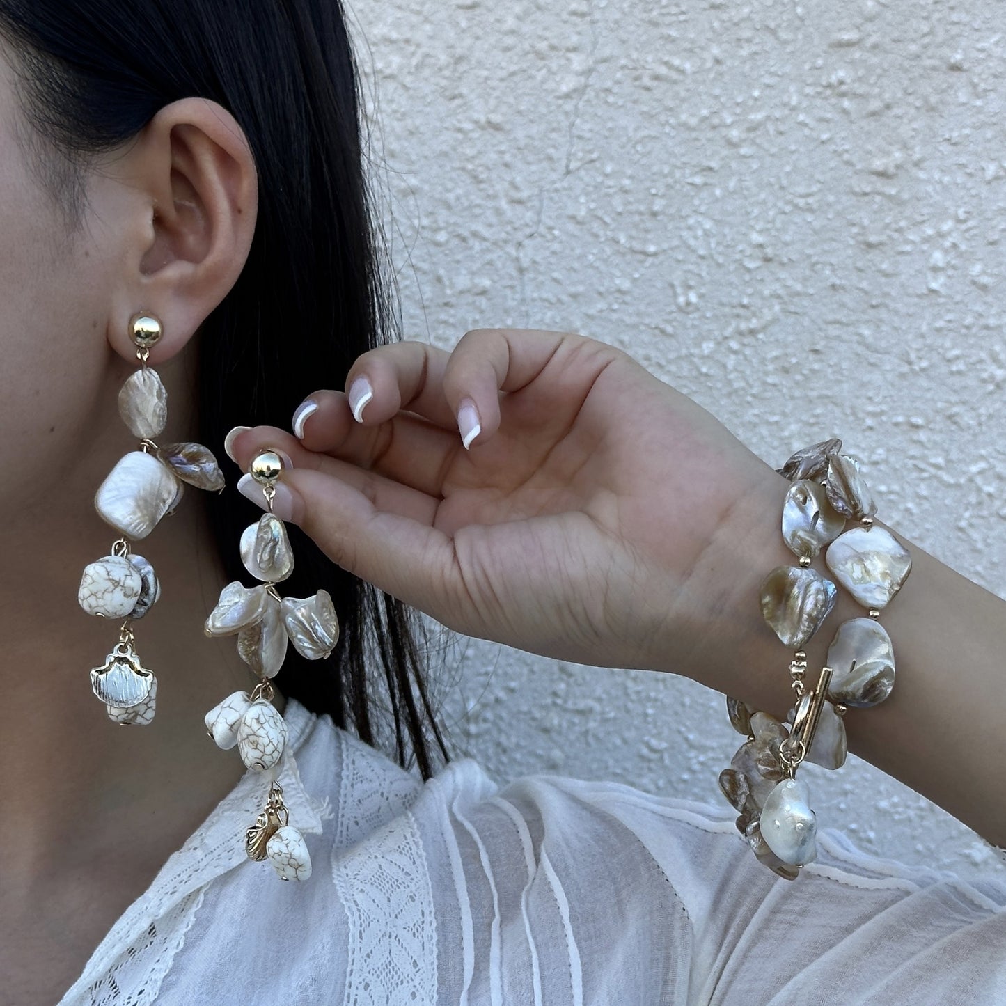 Sweet Geometric Starfish Shell Alloy Plated Earrings Irregular Design for Women