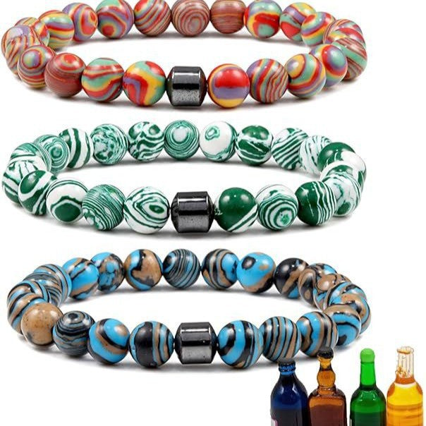 Unisex Magnetic White Pine Black Matte Tiger Eye Agate Beaded Bracelet Geometric Round Gemstone Jewelry