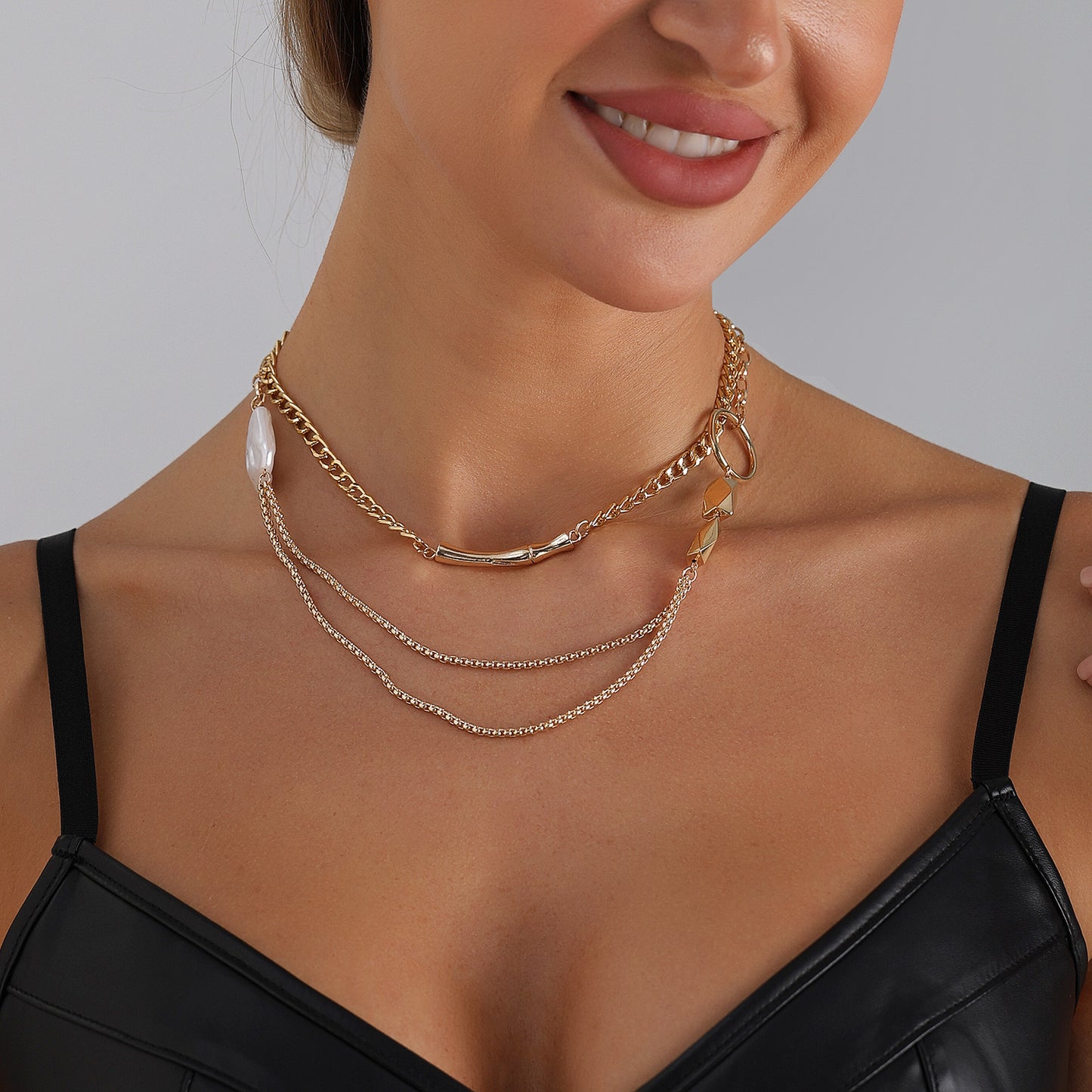 Vintage Geometric Heart Alloy Plated Necklace for Women
