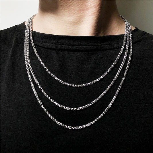Hip-hop Minimalist Geometric Titanium Steel Singapore Chain Necklace Unisex