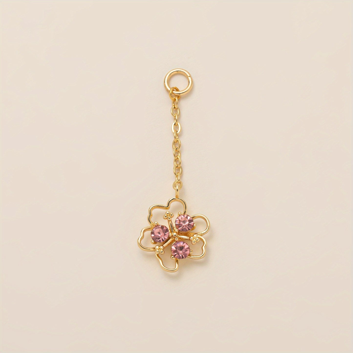 Sweet 14K Gold Plated Brass Floral Pearl Heart Star Geometric Plant Pendant Necklace Charm Bar