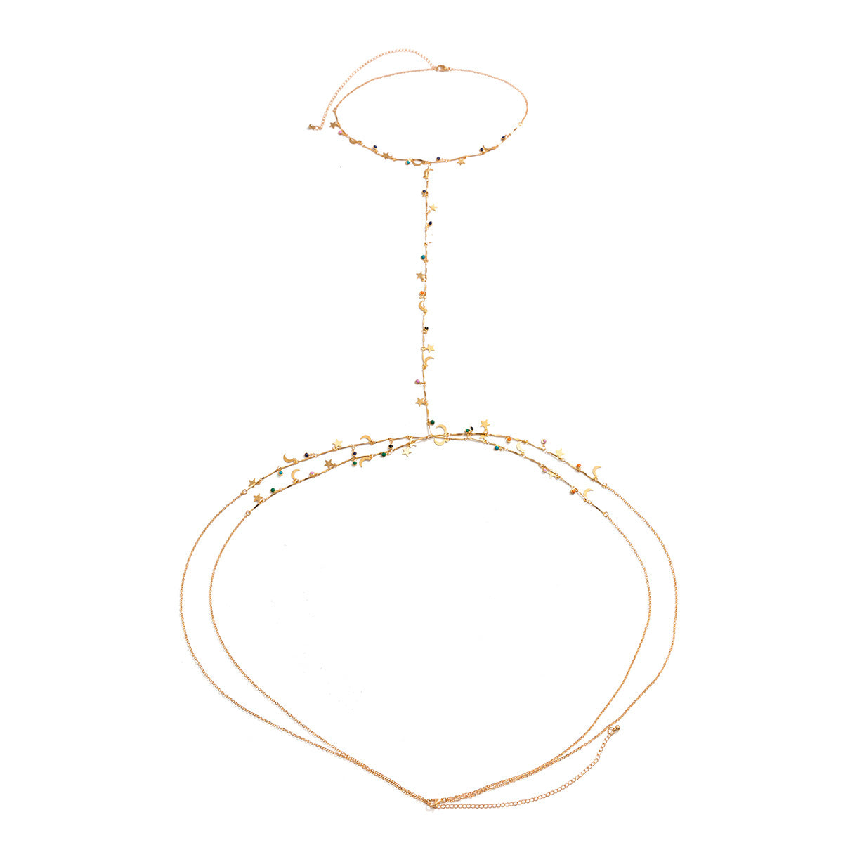 Catena per il corpo da donna Sexy Stella Luna Farfalla con Nappe in Metallo, Lunghezza Regolabile 60-100 cm