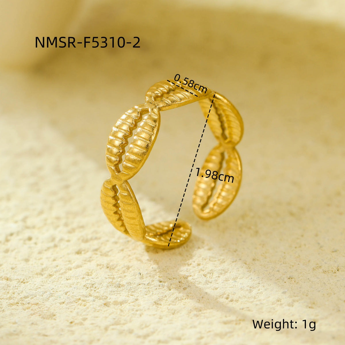 Anello aperto geometrico minimalista in acciaio inossidabile con placcatura in oro 18 carati, design multistrato cavo da donna