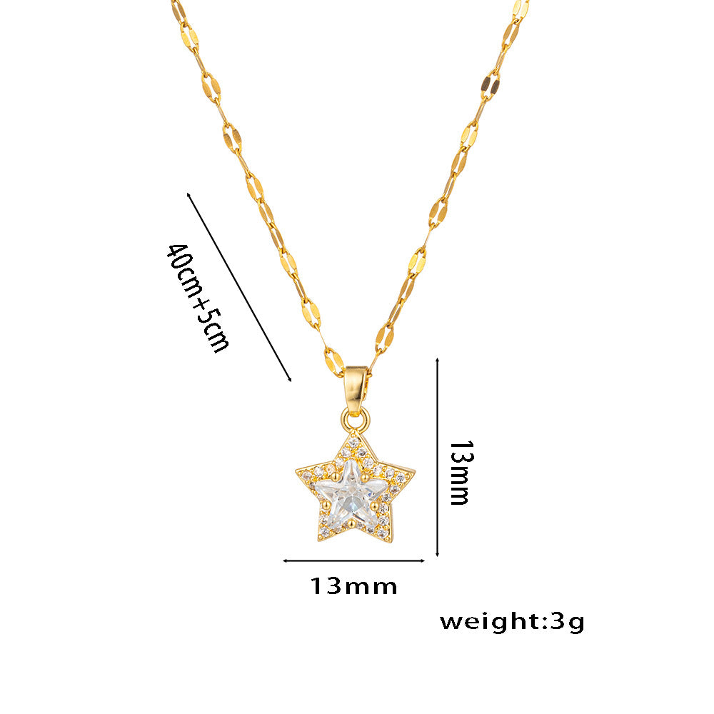 Collar con colgante minimalista de nudo de lazo de acero de titanio para mujer con cadena de serpiente chapada