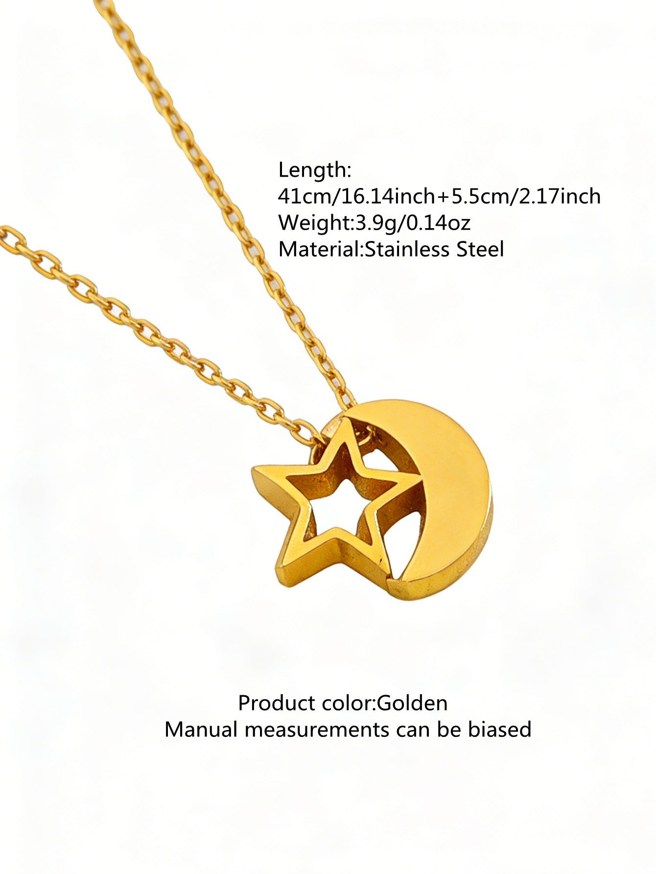 Minimalist Star Moon Stainless Steel and Titanium Steel Necklace and Earring Set with Cable Chain