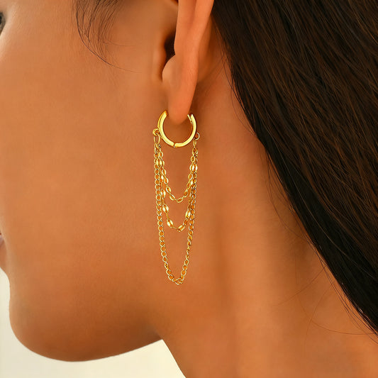Aretes Colgantes Geométricos Minimalistas de Aleación de Zinc con Acabado Chapado para Mujer
