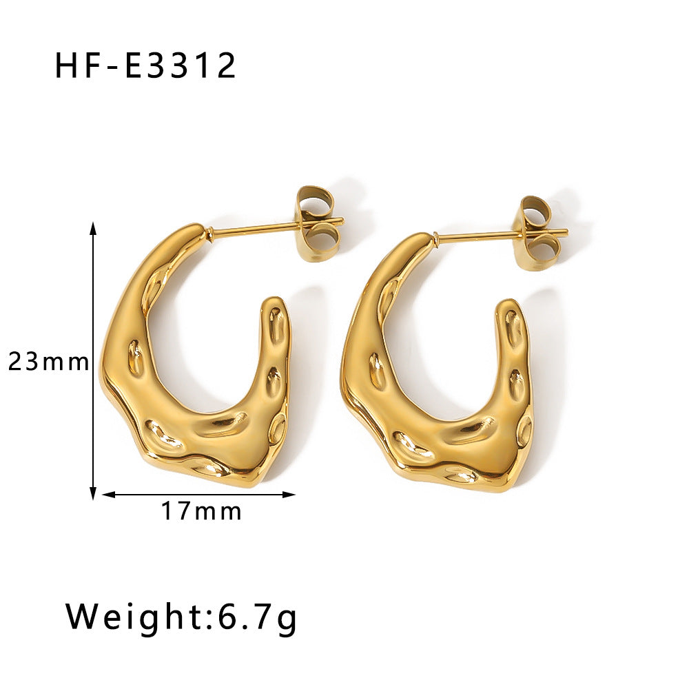 Orecchini Irregolari a Farfalla con Zirconi e Perle in Acciaio Inossidabile con Placcatura in Oro 18K da Donna