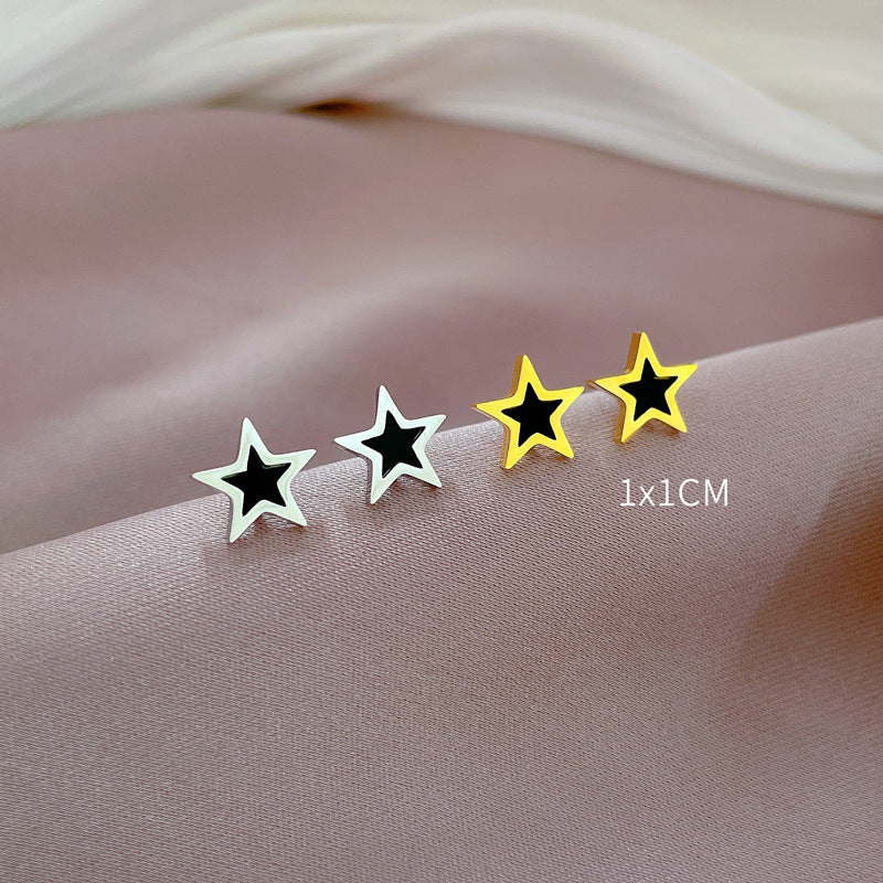 Minimalist Geometric Star and Shell Shape Titanium Steel Stud Earrings with Plating Finish for Women