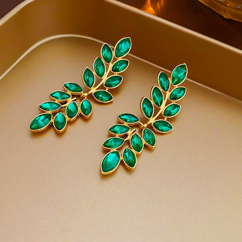 Vintage Geometric Earrings with Rhinestone Inlay for Women Copper Base with Stainless Steel Posts