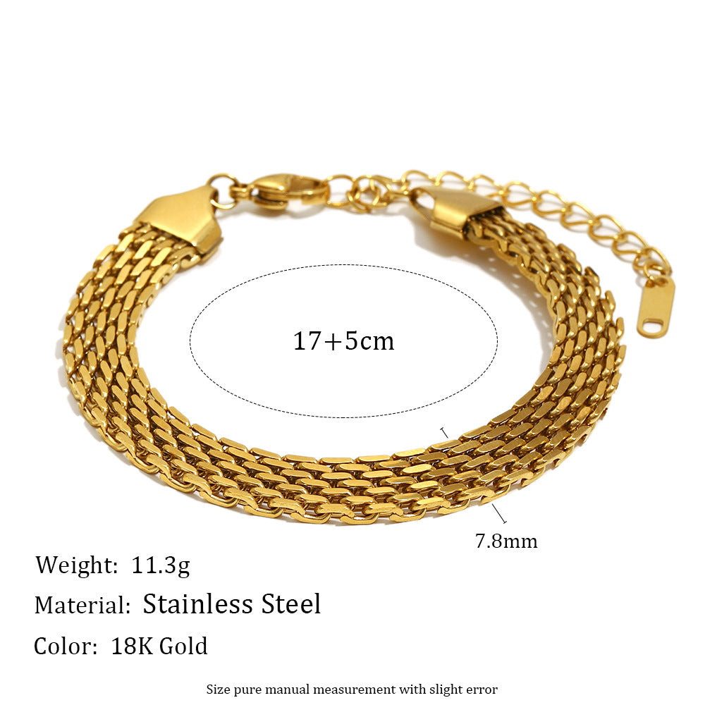 Bracciale geometrico minimalista placcato oro 18 carati in acciaio inossidabile alla moda da donna