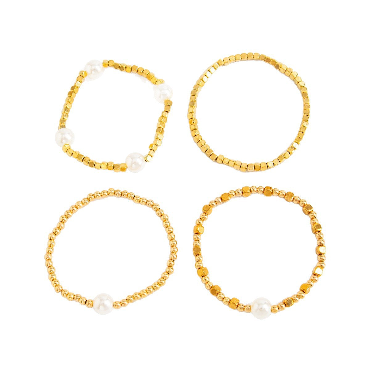 Sweet Streetwear Heart Geometric Acrylic Plated Bracelet with Pearl Inlay