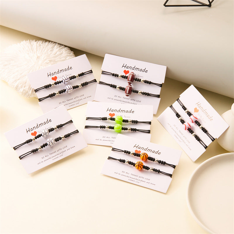Handmade Adjustable Acrylic Ball Bracelet for Women Geometric Round Volleyball Tennis Theme Casual Fashion Jewelry
