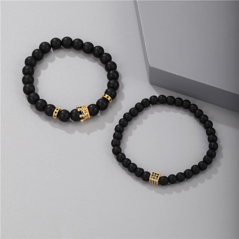 Casual Brass Crown Geometric Bracelet with Micro-set Cubic Zirconia for Unisex