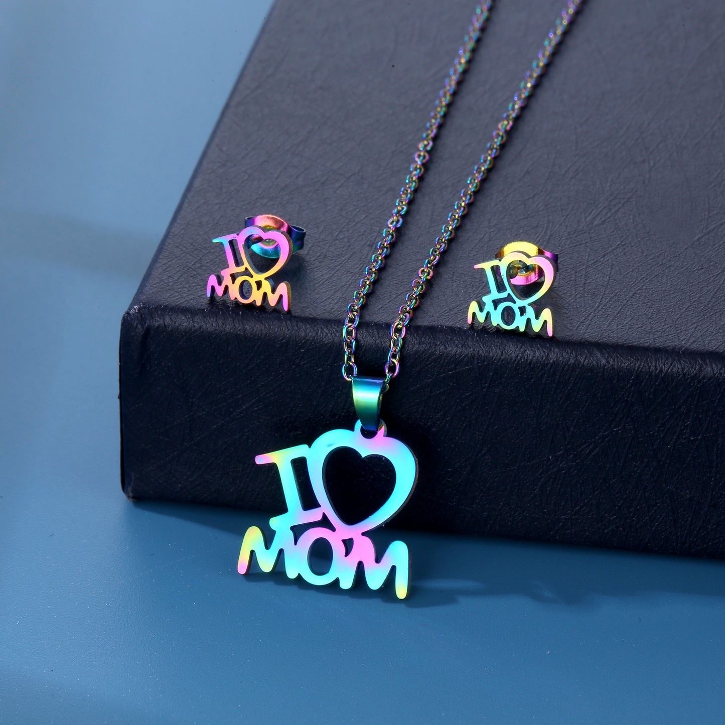 Minimalist Heart-Shaped Titanium Steel Pendant Necklace and Earrings Set with Plated Finish for Women