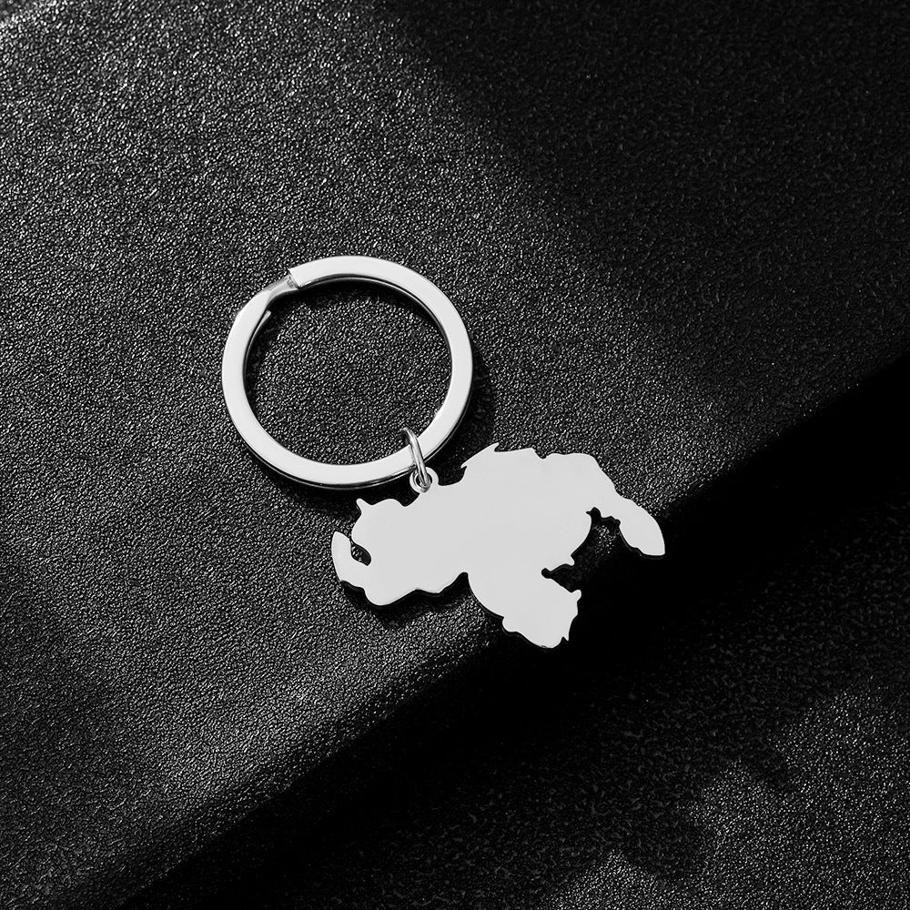 Accessorio con ciondolo portachiavi in acciaio al titanio con finitura liscia in stile etnico per uomo e donna