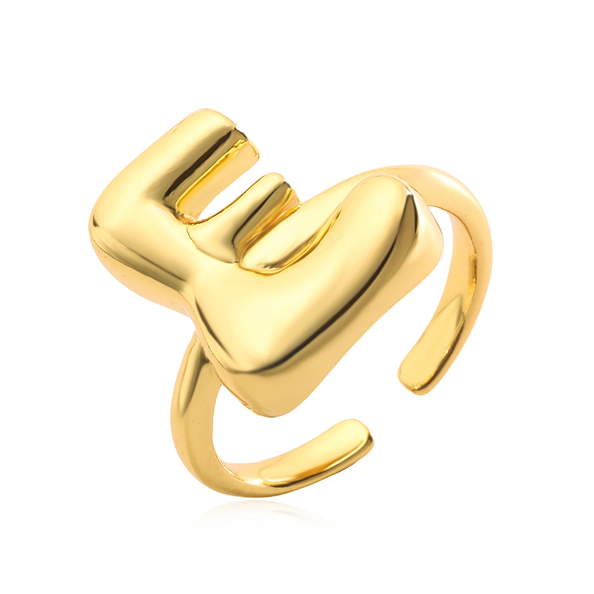 Anello da donna minimalista a lettera geometrica in rame placcato oro 18 carati con fascia aperta regolabile