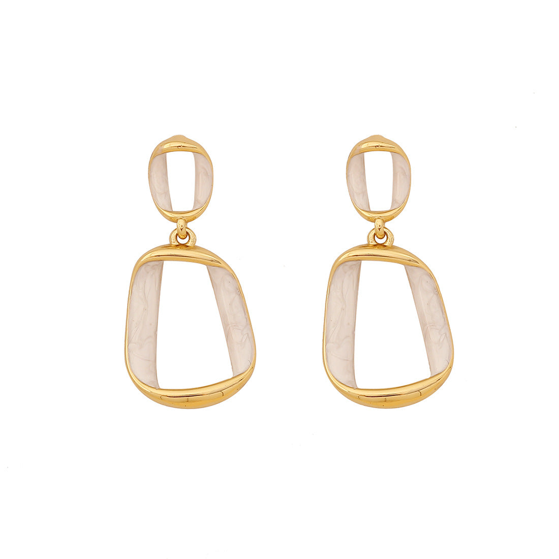 Orecchini in Acciaio Inossidabile Geometrici Minimalisti di Moda con Finitura Smaltata per Donna