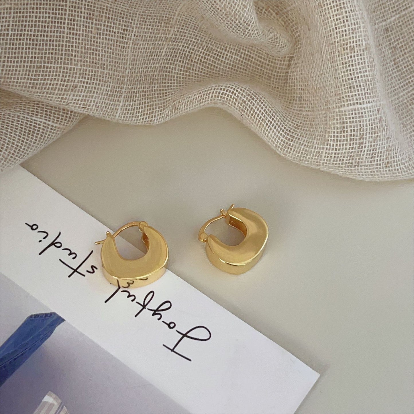 Minimalist Sweet 925 Sterling Silver Plated Geometric U-Shaped Hoop Earrings