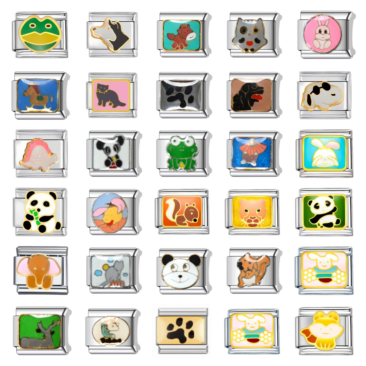 Sweet Cartoon Animal Stainless Steel Plated DIY Charm Bar Bracelet