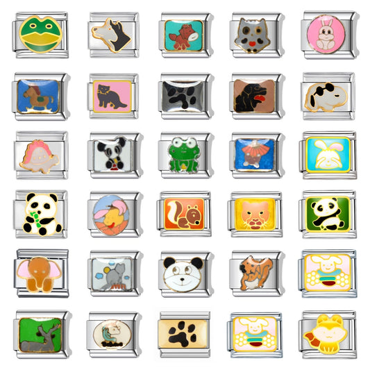 Sweet Cartoon Animal Stainless Steel Plated DIY Charm Bar Bracelet
