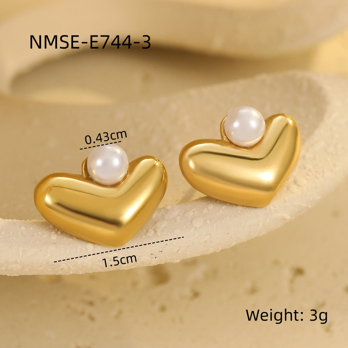 Fashion Minimalist Heart-Shaped Stainless Steel Earrings with 18K Gold Plating for Women