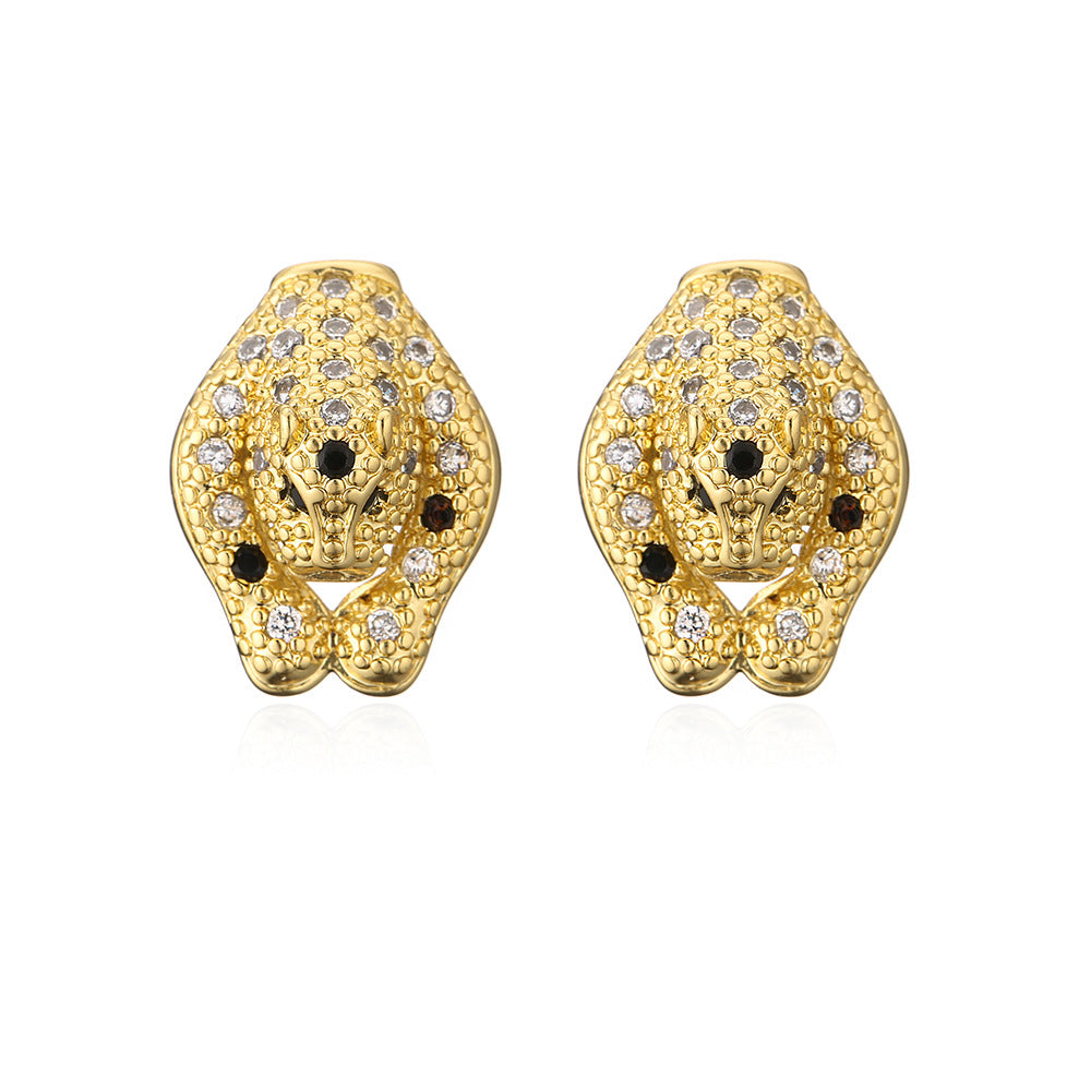 Orecchini a perno geometrici minimalisti in rame con perni placcati in oro 18K e zirconia micro-pavé