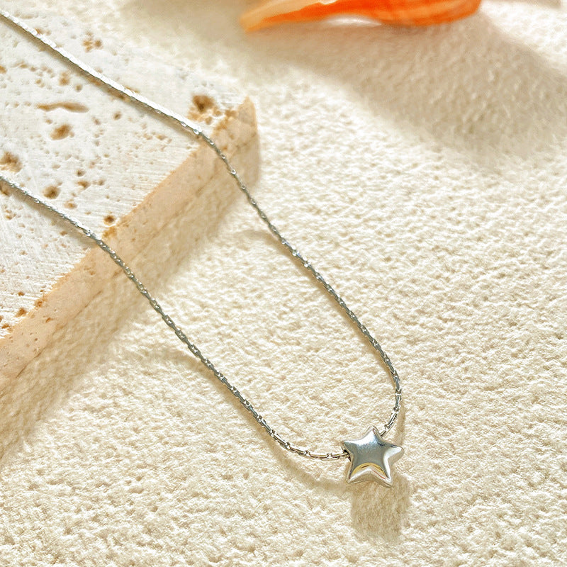 Minimalist Luxury Star and Floral Titanium Steel Plated Necklace for Unisex