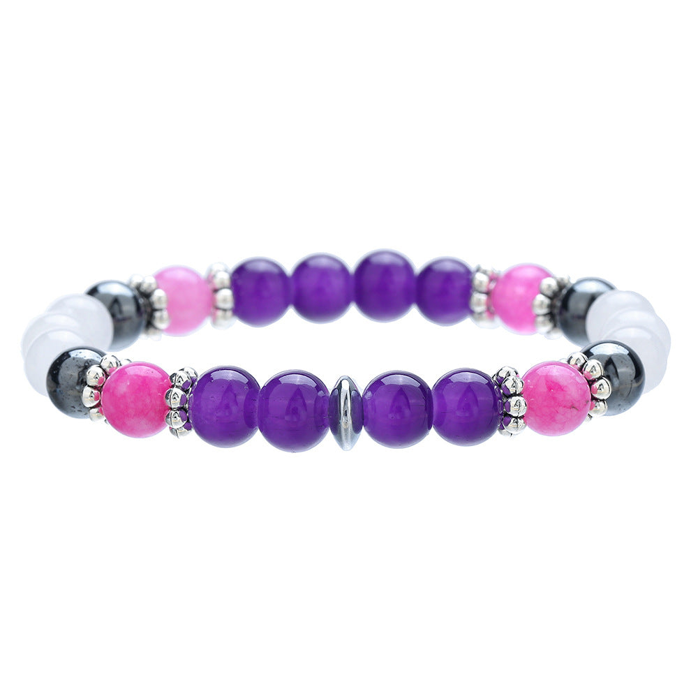 Bohemian Ethnic 8mm Round Natural Stone Stretch Bracelet with Buddha Element