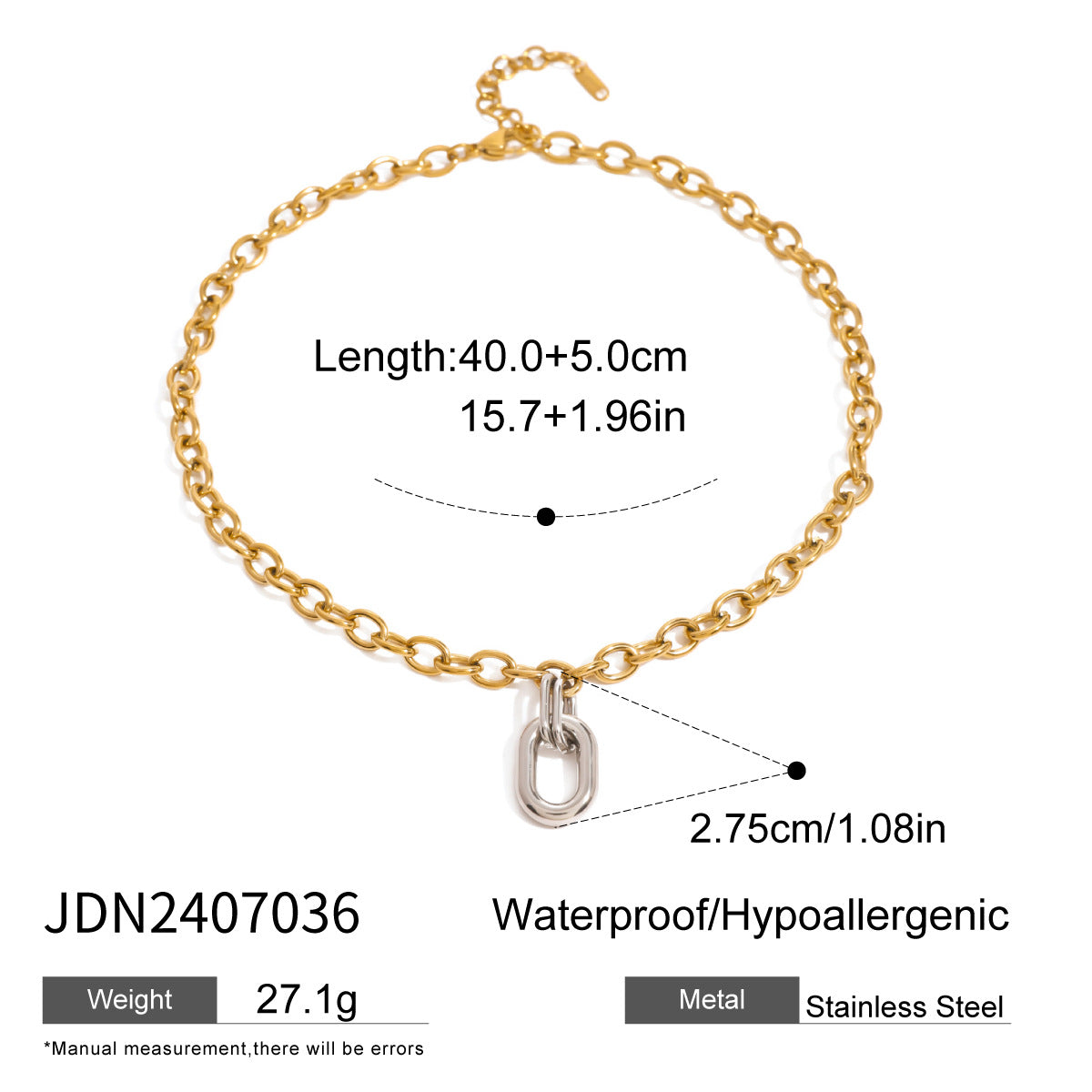 Minimalist Geometric Stainless Steel Necklace with Titanium Steel Pendant and Plated Finish for Women