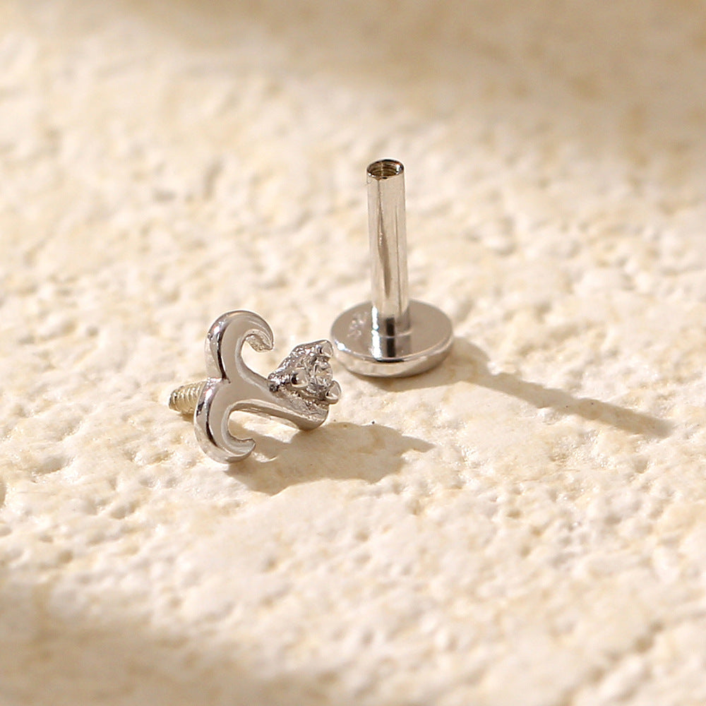 Minimalist S925 Sterling Silver Zodiac Flat Back Cartilage Earrings for Unisex