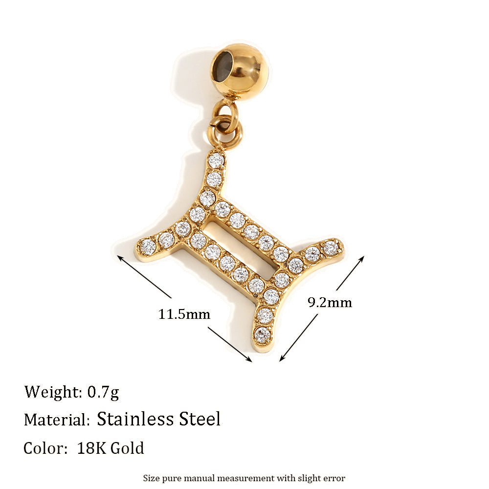 Collana da Donna Minimalista con Pendente Zodiacale in Acciaio Inossidabile con Placcatura in Oro 18 carati, Stile Acciaio al Titanio