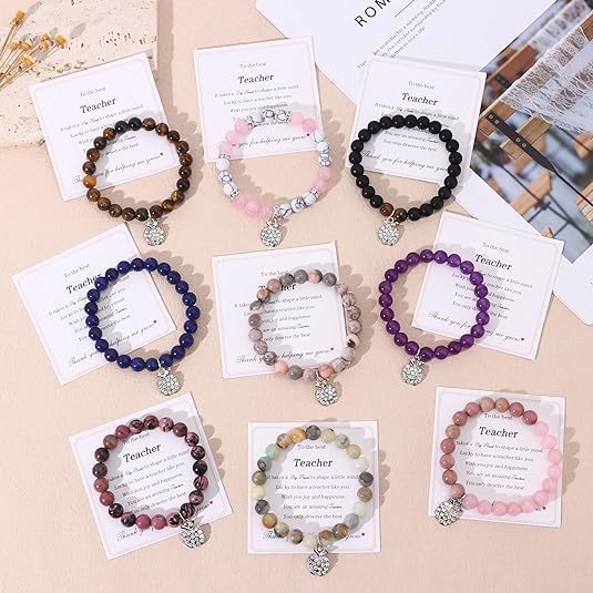 Minimalist Geometric Round Gemstone Bracelet with Rhinestone Apple Charm for Unisex