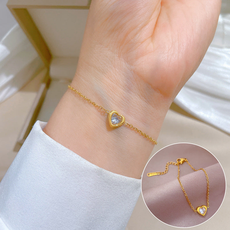 Zodiac Luxury Titanium Steel Gold Plated Bracelet with Cubic Zirconia for Unisex