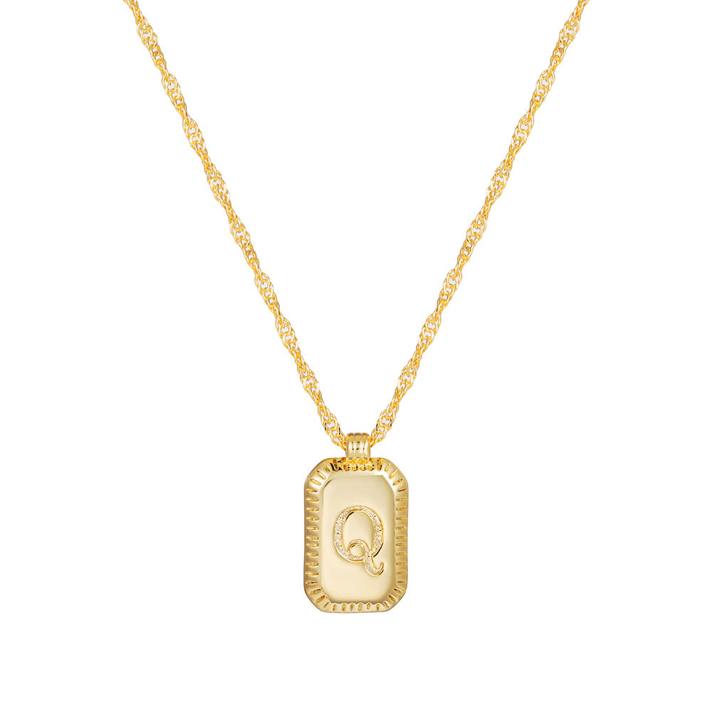 Sweet Gold Plated Brass Letter Geometric Titanium Steel Pendant Necklace for Women